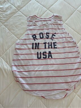 Grayson Threads White & Red Striped Tank with Navy Text